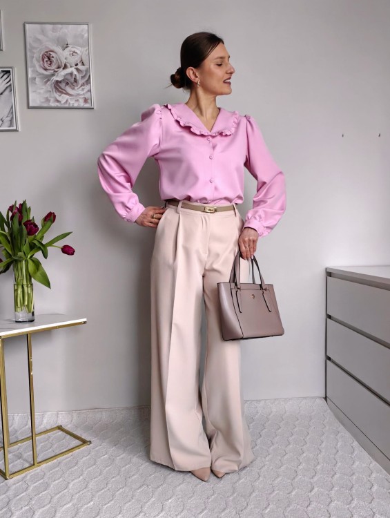 Elegancka koszula z modowym kołnierzem premium różowa