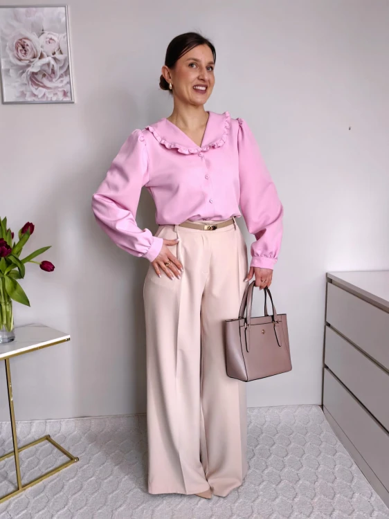 Elegancka koszula z modowym kołnierzem premium różowa