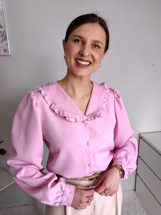 Elegancka koszula z modowym kołnierzem premium różowa