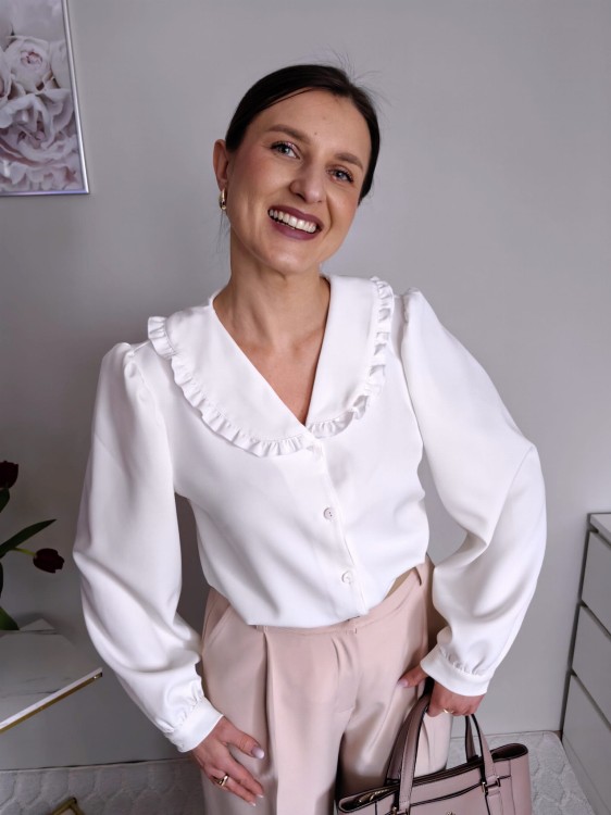 Elegancka koszula z modowym kołnierzem premium biała