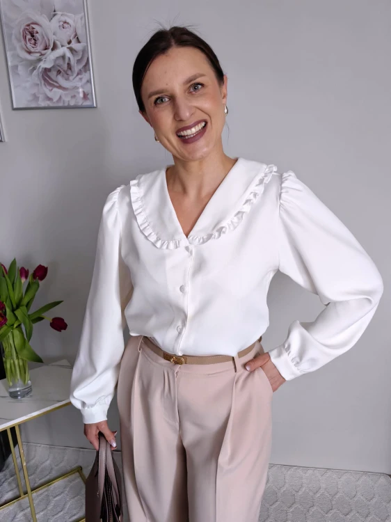 Elegancka koszula z modowym kołnierzem premium biała