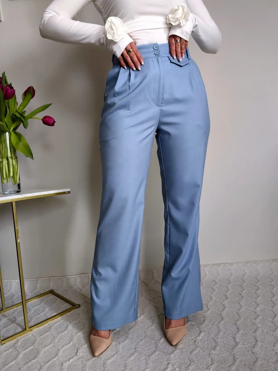 Eleganckie spodnie z wiskozą niebieskie premium