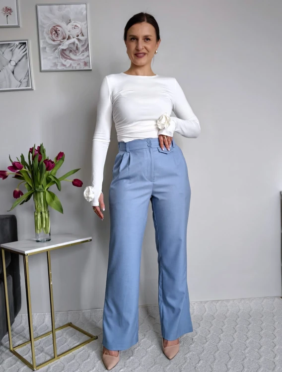 Eleganckie spodnie z wiskozą niebieskie premium