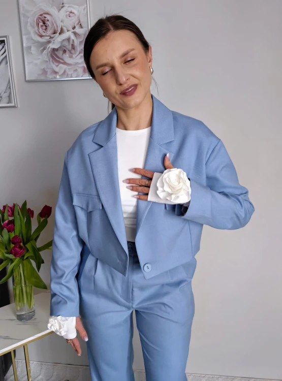 Eleganckie spodnie z wiskozą niebieskie premium