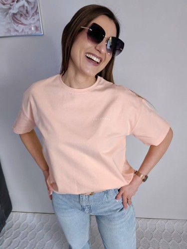 T-shirt basic gładki morelowy