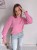 Sweter basic z 30% baby alpaka i rękawem dzwonek cukierkowy róż