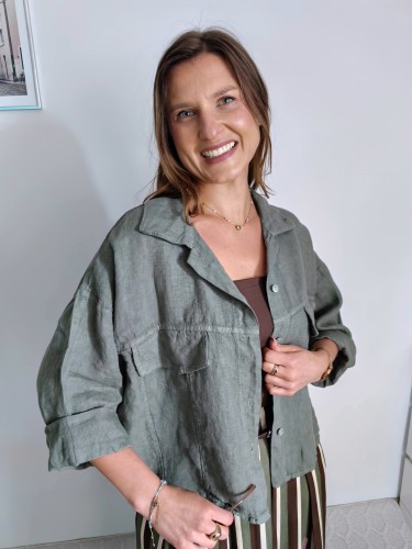 Kurtka/narzutka/koszula 100% len khaki
