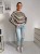 Bluzka basic longsleeve w paski beżowo-khaki 95% wiskoza
