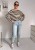 Bluzka basic longsleeve w paski beżowo-khaki 95% wiskoza