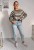 Bluzka basic longsleeve w paski beżowo-khaki 95% wiskoza
