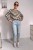 Bluzka basic longsleeve w paski beżowo-khaki 95% wiskoza