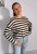 Bluzka basic longsleeve w paski beżowo-khaki 95% wiskoza