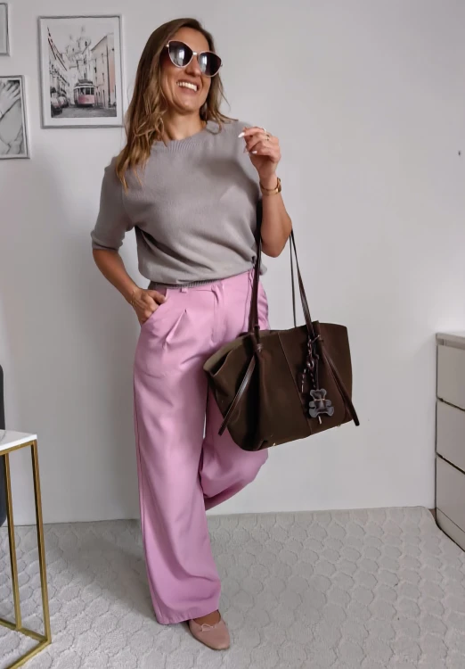 Sweterek basic z rękawem 3/4 fango 50% wiskoza