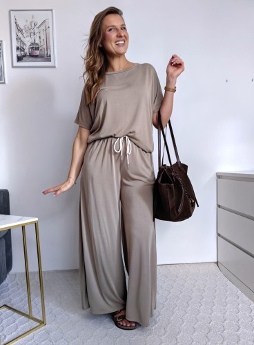 Komplet comfy luźna bluzka i szerokie spodnie na gumce 60% modal fango