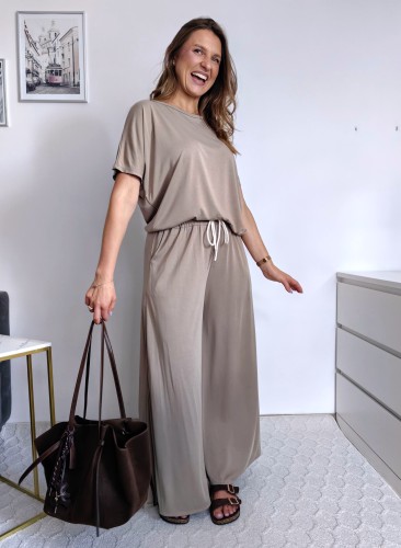 Komplet comfy luźna bluzka i szerokie spodnie na gumce 60% modal fango