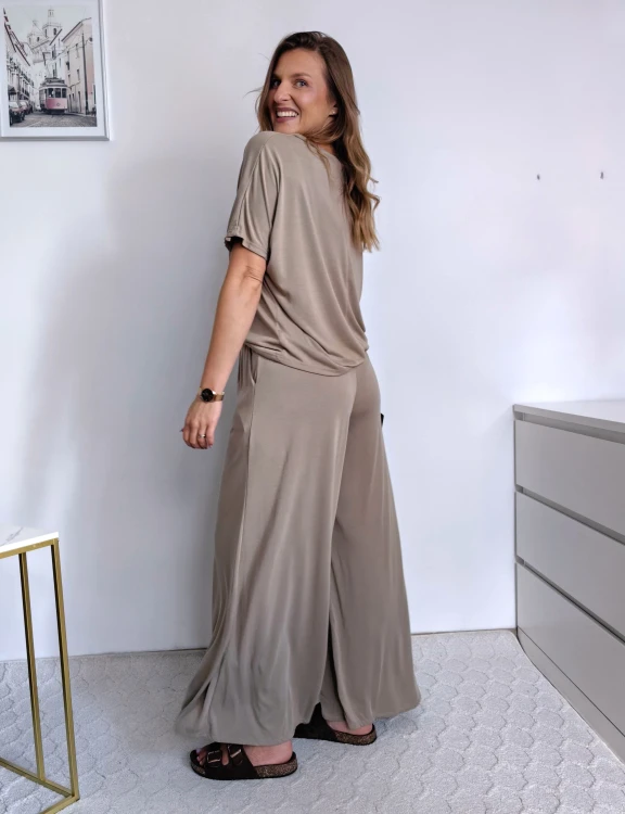 Komplet comfy luźna bluzka i szerokie spodnie na gumce 60% modal fango
