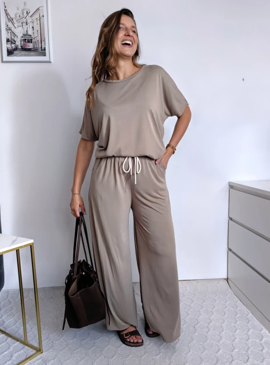 Komplet comfy luźna bluzka i szerokie spodnie na gumce 60% modal fango