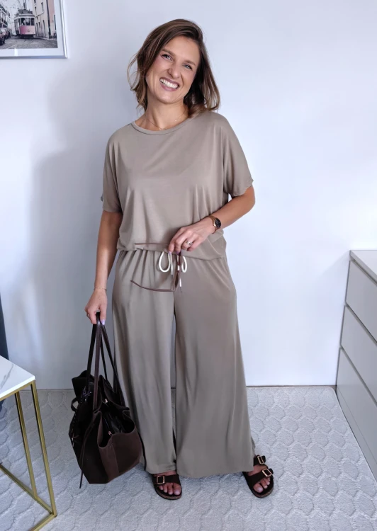 Komplet comfy luźna bluzka i szerokie spodnie na gumce 60% modal fango