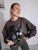 Bluza basic short czekoladowa z kolażem brown mood 95% bawełna