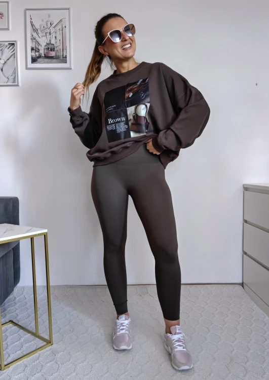 Legginsy second skin modelujące czekoladowe