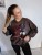 Bluza basic short czekolada z kolażem burgundy mood 95% bawełna