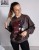 Bluza basic short czekolada z kolażem burgundy mood 95% bawełna