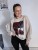 Bluza basic short beżowa z kolażem burgundy mood 95% bawełna