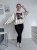 Bluza basic short beżowa z kolażem burgundy mood 95% bawełna