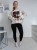 Bluza basic short beżowa z kolażem burgundy mood 95% bawełna