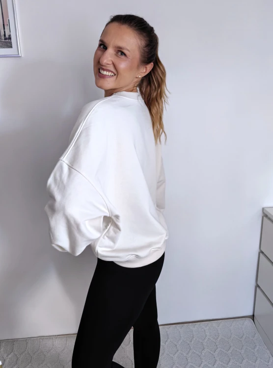 Bluza basic short kokos z kolażem burgundy mood 95% bawełna