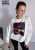 Bluza basic short kokos z kolażem burgundy mood 95% bawełna