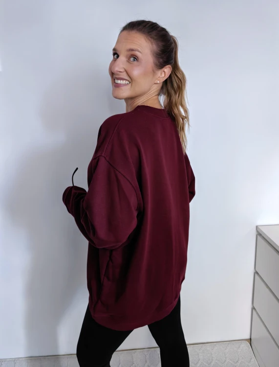 Bluza basic long gładka bordowa 95% bawełna