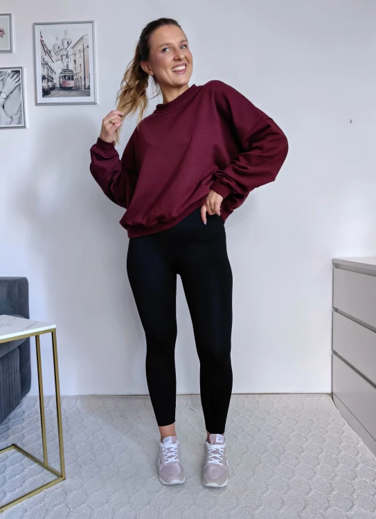 Bluza basic short gładka bordowa 95% bawełna