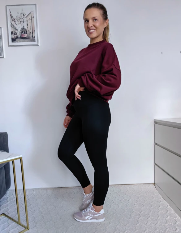 Bluza basic short gładka bordowa 95% bawełna