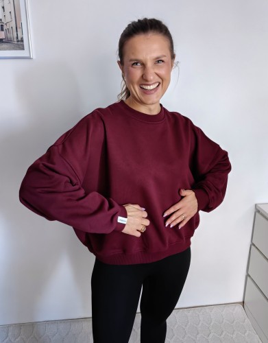 Bluza basic short gładka bordowa 95% bawełna
